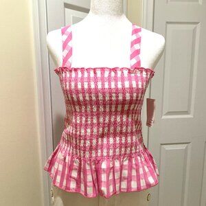 NWT Ten Sixty Sherman Brand Checkered Sleeveless Tank Top Pink Women Size XL